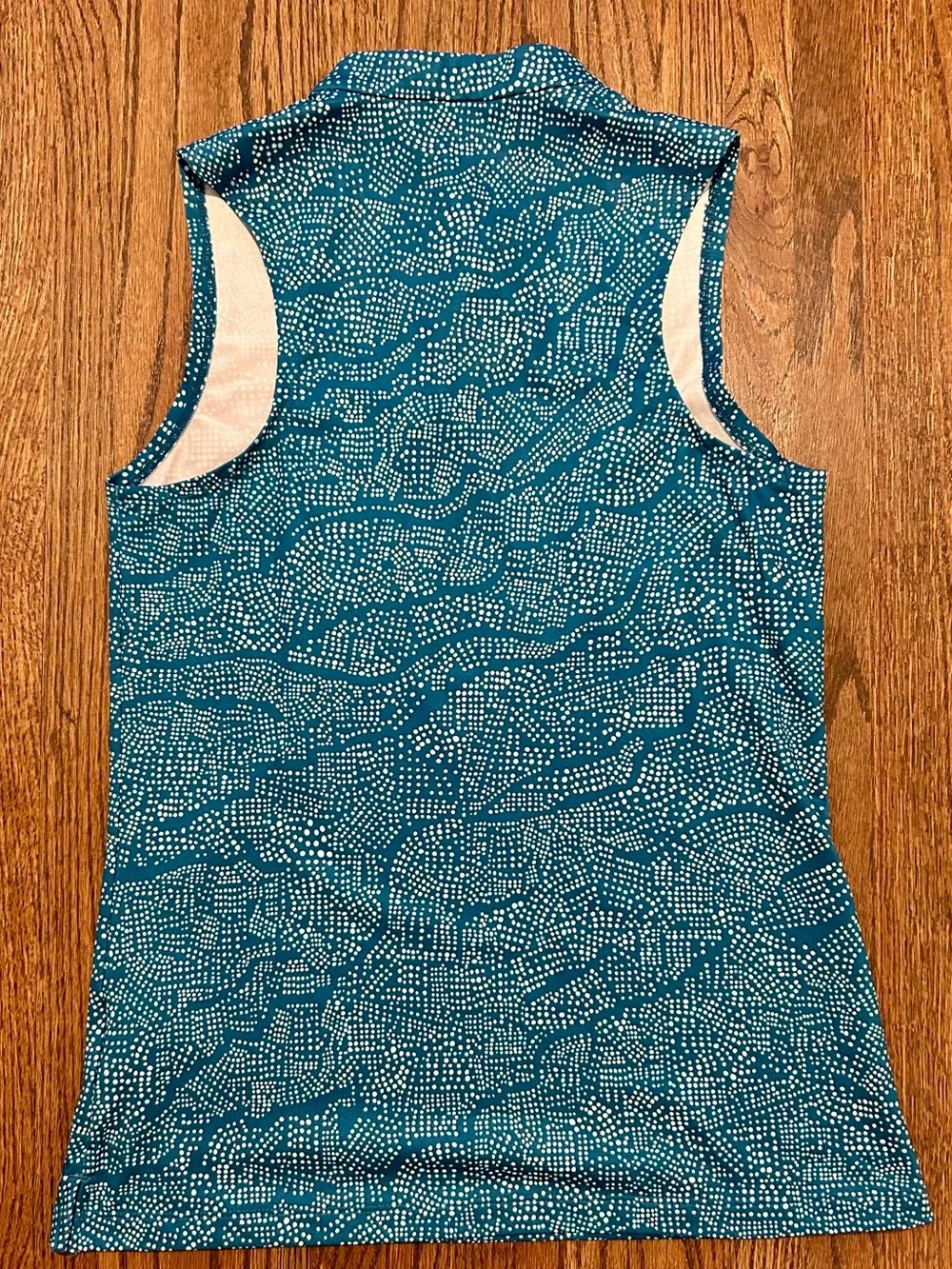 Nike Dri-FIT Sleeveless Golf Polo Top Teal White Print Embroidered Swoosh XS